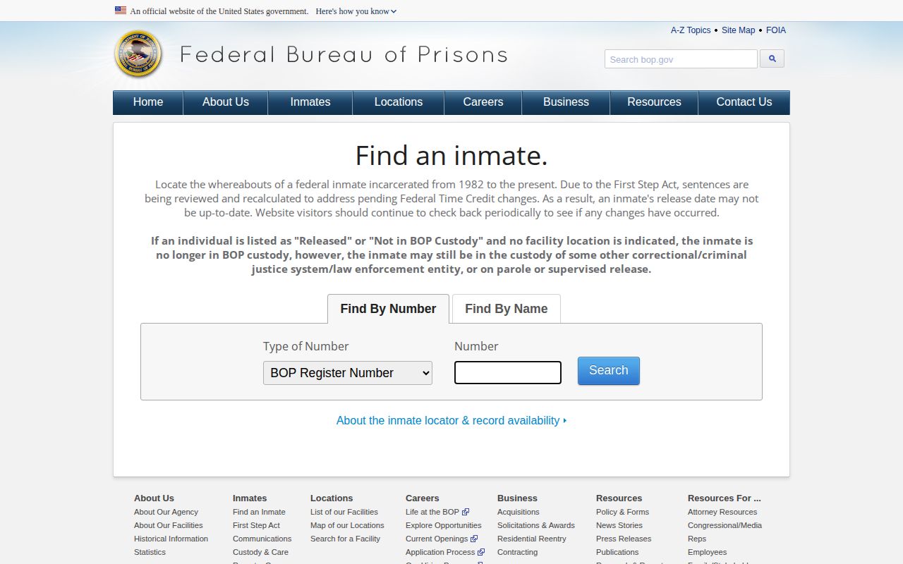 Federal inmate release locator for a Marion County custody check
