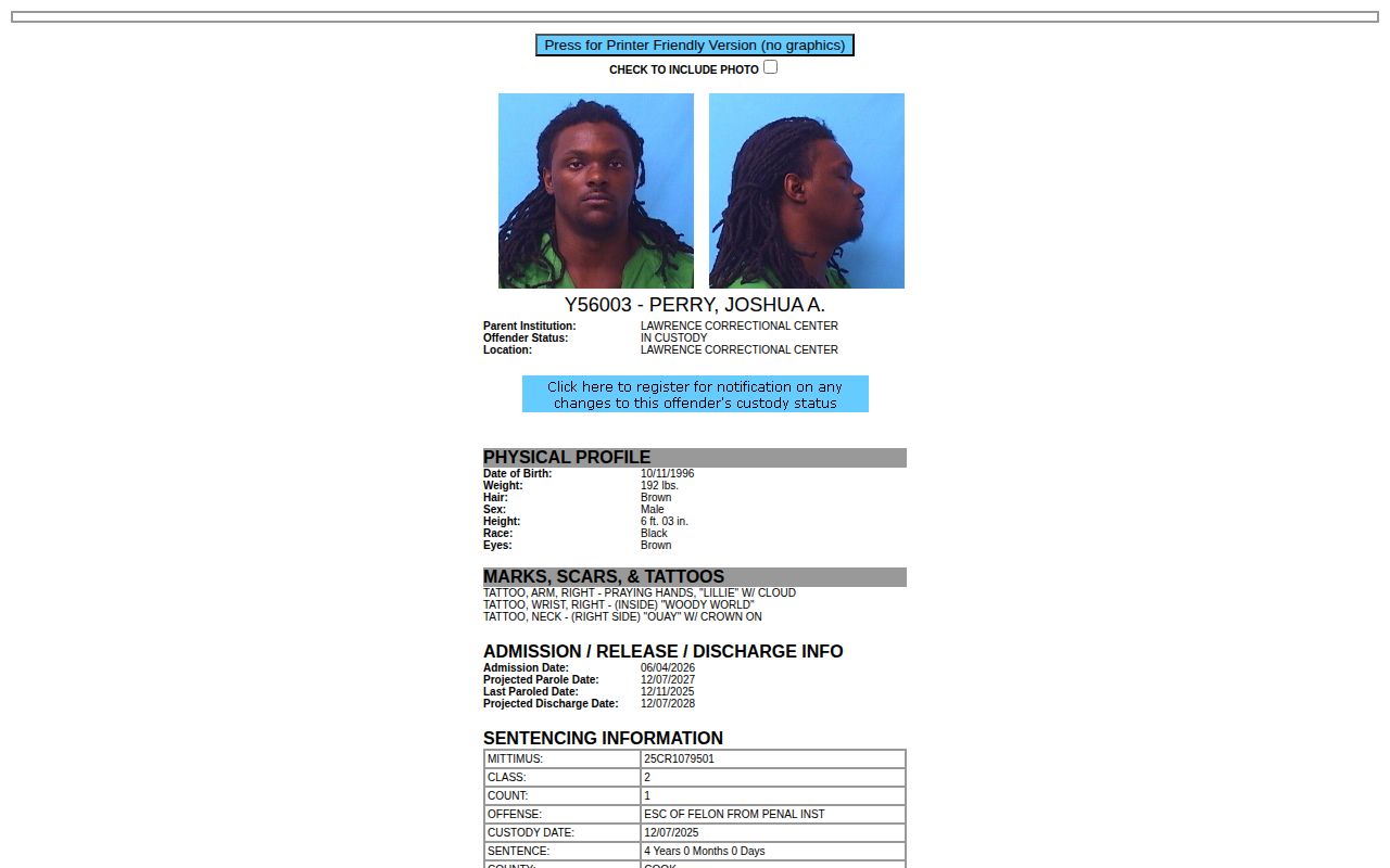 Marion County Illinois IDOC projected release date fields