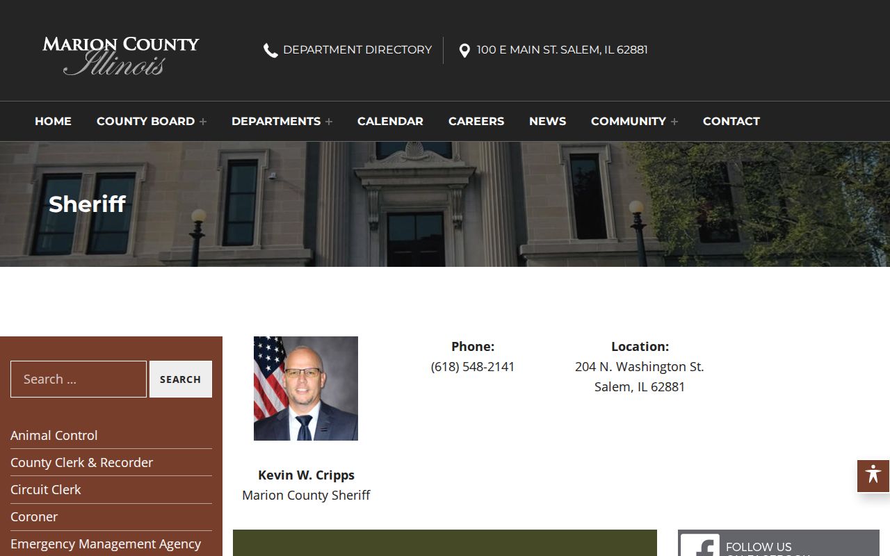 Marion County Jail release records on the official sheriff page